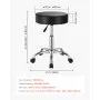 VEVOR Round Rolling Stool, Leather Rolling Stool with Wheels, 360° Swivel Drafting Stool with Thickened Cushion, Height Adjustable Rolling Work SPA Tattoo Stool, for Office, Home, Salon & Bar, Black