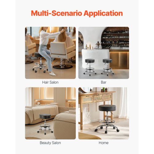 VEVOR Rolling Stool with Foot Rest and Wheels, 450 LBS Weight