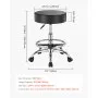 VEVOR Round Rolling Stool, Leather Rolling Stool with Footrest, 360° Swivel Drafting Stool with Thickened Cushion, Height Adjustable Rolling Work SPA Tattoo Stool, for Office, Home, Salon & Bar Black