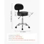 VEVOR Rolling Stool with Back Support and Wheels, 450 LBS Weight Capacity Round Rolling Stool Chair, Height Adjustable Thickened PU Leather Swivel Stool for Salon, Spa, Massage, Tattoo, Clinic, Black