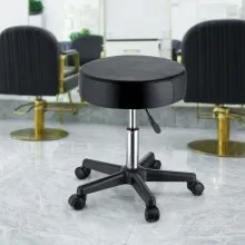 VEVOR Rolling Stools with Wheels, 400 LBS Weight Capacity Adjustable Height Stool with Ultra-Thick Seat Cushion, Swivel Stools Chair for Salon, Bar, Home, Office, Tatoo, Medical, Massage, Black