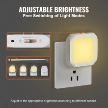VEVOR LED Night Light, 2 Pack Plug in LED Night Light, 0.6 W 3000k Soft White Light, with Dusk-to-Dawn Light Sensor, for Bedroom, Bathroom, Hallway