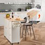 VEVOR Kitchen Island Cart with Solid Wood Top, 45.3" Width Mobile Carts with Storage Cabinet, Rolling Kitchen Table with Spice Rack, Towel Rack, Drop Leaf and Drawer, Portable Islands on Wheels, White