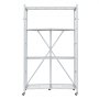 VEVOR 4-Tier Foldable Storage Shelf, 36W x 21D x 60 H Inch Folding Metal Rack Shelving Unit, No Assembly Organizer Shelf with 5 Wheels & 4 Hooks for Pantry, Kitchen, Garage, Basement, White