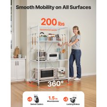 VEVOR Folding Storage Shelf with Wheels 4-Tier No Assembly Organizer Shelf White