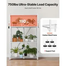 VEVOR Folding Storage Shelf with Wheels 4-Tier No Assembly Organizer Shelf White