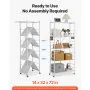 VEVOR Folding Storage Shelf with Wheels 5-Tier No Assembly Organizer Shelf White