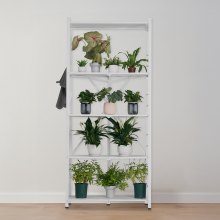 VEVOR Folding Storage Shelf with Wheels 5-Tier No Assembly Organizer Shelf White