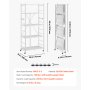 VEVOR 5-Tier Foldable Storage Shelf, 28 W x 15D x 64H Inch Folding Metal Rack Shelving Unit, No Assembly Organizer Shelf with 5 Wheels & 4 Hooks for Pantry, Kitchen, Garage, Basement, White