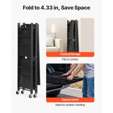 VEVOR 3-Tier Foldable Storage Shelf with Wheels 30 x 13 x 36-inch Metal Shelving