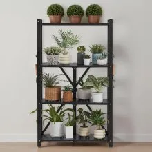 VEVOR 4-Tier Foldable Storage Shelf with Wheels 26 x 13 x 46-inch Metal Shelving