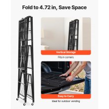 VEVOR Folding Storage Shelf with Wheels 4-Tier No Assembly Organizer Shelf Black