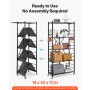 VEVOR Folding Storage Shelf with Wheels 5-Tier No Assembly Organizer Shelf Black