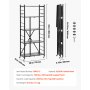 VEVOR 5-Tier Foldable Storage Shelf, 28W x 13D x 66H Inch Folding Metal Rack Shelving Unit, No Assembly Organizer Shelf with 5 Wheels & 4 Hooks for Pantry, Kitchen, Garage, Basement, Black
