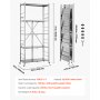 VEVOR 5-Tier Foldable Storage Shelf, 32W x 14D x 72H Inch Folding Metal Rack Shelving Unit, No Assembly Organizer Shelf with 5 Wheels & 4 Hooks for Pantry, Kitchen, Garage, Basement, Grey
