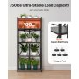 VEVOR Folding Storage Shelf with Wheels 5-Tier Metal Shelving Unit Black