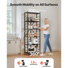 VEVOR 6-Tier Foldable Storage Shelf with Wheels 24 x 12 x 72-inch Metal Shelving