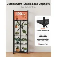 VEVOR 6-Tier Foldable Storage Shelf with Wheels 24 x 12 x 72-inch Metal Shelving