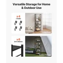 VEVOR 6-Tier Foldable Storage Shelf with Wheels 24 x 12 x 72-inch Metal Shelving