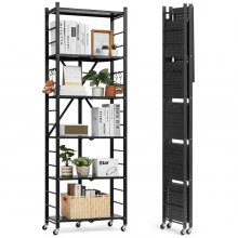 VEVOR 6-Tier Foldable Storage Shelf with Wheels 24 x 12 x 72-inch Metal Shelving