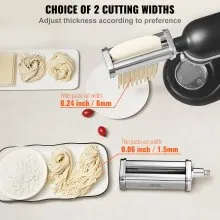 VEVOR Pasta Attachment for KitchenAid Stand Mixer, Stainless Steel Pasta Roller Cutter Set Including Pasta Sheet Roller, Spaghetti and Fettuccine Cutter, 8 Adjustable Thickness Knob Pasta Maker, 3Pcs