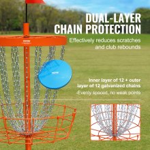 VEVOR Disc Golf Basket, 24-Chains Portable Disc Golf Target Hole, Heavy Duty Steel Practice Disc Golf Basket Stand Equipment, Indoor & Outdoor Pro Golf Basket Set with 6 Discs, Orange