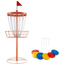 VEVOR Disc Golf Basket, Φορητή οπή γκολφ με 24 αλυσίδες, βαρέως τύπου Steel Practice Disc Golf Stand Εξοπλισμός, Indoor & Outdoor Pro καλάθι γκολφ σετ με 6 δίσκους, πορτοκαλί