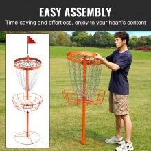 VEVOR Disc Golf Basket, Φορητή οπή γκολφ με 24 αλυσίδες, βαρέως τύπου Steel Practice Disc Golf Stand Εξοπλισμός, Indoor & Outdoor Pro καλάθι γκολφ σετ με 6 δίσκους, πορτοκαλί