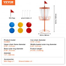 VEVOR Disc Golf Basket, Φορητή οπή γκολφ με 24 αλυσίδες, βαρέως τύπου Steel Practice Disc Golf Stand Εξοπλισμός, Indoor & Outdoor Pro καλάθι γκολφ σετ με 6 δίσκους, πορτοκαλί