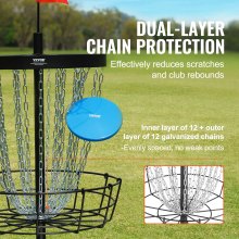 VEVOR Disc Golf Basket, 24-Chains Portable Disc Golf Target Hole, Heavy Duty Steel Practice Disc Golf Target, Indoor & Outdoor Disc Golf Course Basket, Disc Golf Basket Stand Equipment, Black, 8mm Outer Ring Diameter