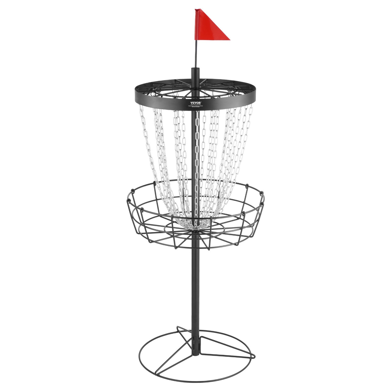 VEVOR Disc Golf Basket, 24-Chains Portable Disc Golf Target Hole, Heavy Duty Steel Practice Disc Golf Target, Indoor & Outdoor Disc Golf Course Basket, Disc Golf Basket Stand Equipment, Black