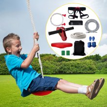 VEVOR Kits de tirolesa para patio trasero de 160 pies, tirolesas para niños y adultos, asiento columpio incluido, freno de tirolinas y carro de acero, equipo de juegos al aire libre