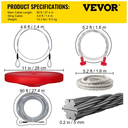 VEVOR Zip line Kits for Backyard,Zip Lines for Kid and Adult, Included Swing Seat, Zip Lines Brake, and Steel Trolley, Outdoor Playground Equipment. (90FT)