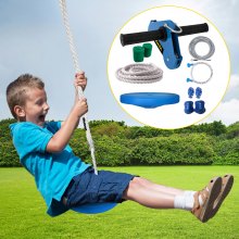 VEVOR Zip line Kits for Backyard 60FT, Zip Lines for Kid and Adult, Included Swing Seat, Zip Lines Brake, and Steel Trolley, Outdoor Playground Equipment