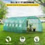 VEVOR Walk-in Tunnel Greenhouse, 20 x 10 x 7 ft Portable Plant Hot House w/ Galvanized Steel Hoops, 3 Top Beams, 4 Diagonal Poles, 2 Zippered Doors & 12 Roll-up Windows, Green