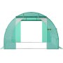 green arched VEVOR walk-in tunnel greenhouse with open entrance and metal frame for plant protection.