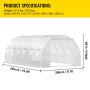 VEVOR tunnel greenhouse, 20x10x7 ft, 67.5 lbs, detailed with dimensions and brand logo.