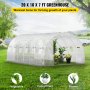 VEVOR Walk-in Tunnel Greenhouse, 20 x 10 x 7 ft Portable Plant Hot House w/ Galvanized Steel Hoops, 3 Top Beams, 4 Diagonal Poles, 2 Zippered Doors & 12 Roll-up Windows, White