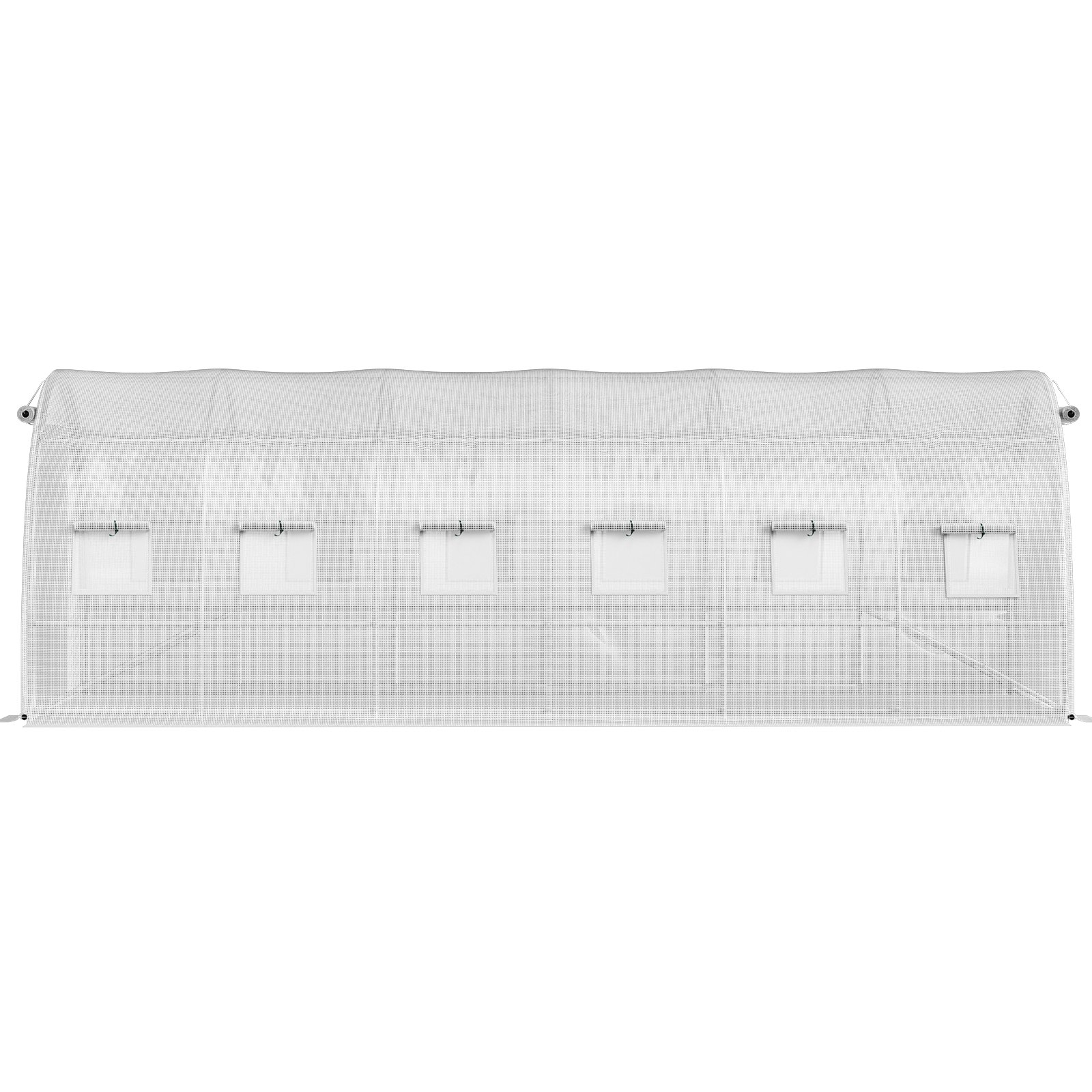 VEVOR Walk-in Tunnel Greenhouse, 6 x 3 x 2 m/ 20 x 10 x 7 ft Portable Plant Hot House w/ Galvanized Steel Hoops, 3 Top Beams, 4 Diagonal Poles, 2 Zippered Doors & 12 Roll-up Windows, White