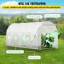 VEVOR Walk-in Tunnel Greenhouse, 15 x 7 x 7 ft Portable Plant Hot House w/ Galvanized Steel Hoops, 1 Top Beam, 2  x Diagonal Poles, A Zippered Door & 8 Roll-up Windows, White