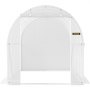 VEVOR tunnel greenhouse, white frame with mesh covering, front view showing brand logo.