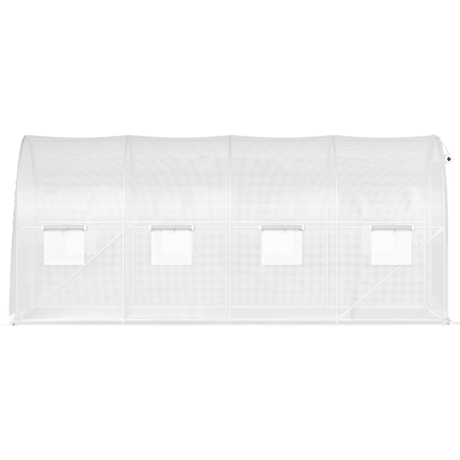 VEVOR Walk-in Tunnel Greenhouse, 4.5 x 2 x 2.1 m Portable Plant Hot House with Galvanized Steel Hoops, 1 Top Beam, 2  x Diagonal Poles, 2 Zippered Doors & 8 Roll-up Windows, White