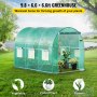 VEVOR Walk-in Tunnel Greenhouse, 9.8 x 6.6 x 6.6 ft / 3 x 2 x 2 m Portable Plant Hot House w/ Galvanized Steel Hoops, 1 Top Beam, Diagonal Poles, Zippered Door & 6 Roll-up Windows, Green