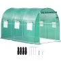 VEVOR Walk-in Tunnel Greenhouse, 12 x 7 x 7 ft Portable Plant Hot House with Galvanized Steel Hoops, 1 Top Beams, 2 Diagonal Poles, 1 Zippered Door & 6 Roll-up Windows, Green