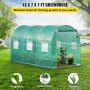 VEVOR Walk-in Tunnel Greenhouse, 12 x 7 x 7 ft Portable Plant Hot House w/ Galvanized Steel Hoops, 1 Top Beam, Diagonal Poles, Zippered Door & 6 Roll-up Windows, Green