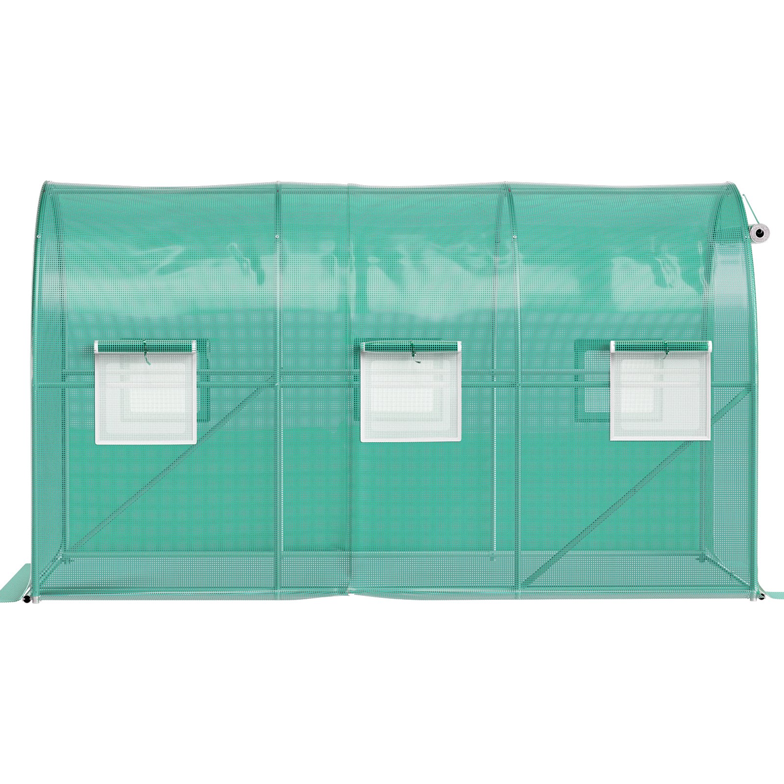 VEVOR Walk-in Tunnel Greenhouse, 12 x 7 x 7 ft Portable Plant Hot House with Galvanized Steel Hoops, 1 Top Beams, 2 Diagonal Poles, 1 Zippered Door & 6 Roll-up Windows, Green
