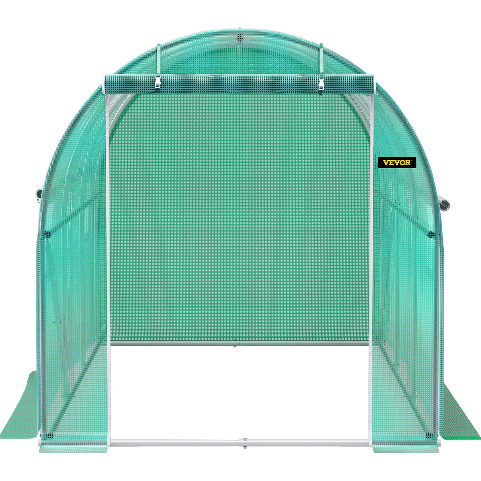 VEVOR Walk-in Tunnel Greenhouse, 3.6 x 2 x 2 m/ 12 x 7 x 7 ft Portable Plant Hot House w/ Galvanized Steel Hoops, 1 Top Beams, 2 Diagonal Poles, 2 Zippered Doors & 6 Roll-up Windows, Green