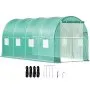 VEVOR Walk-in Tunnel Greenhouse, 15 x 7 x 7 ft Portable Plant Hot House w/ Zippered Door, 8 Roll-up Windows, Galvanized Steel Hoops, 1 Top Beam, and 2 Diagonal Poles, Green