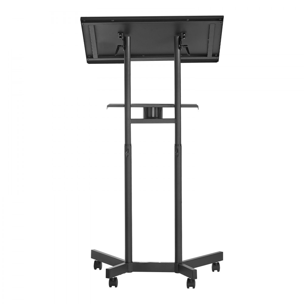 VEVOR Podium Stand, Adjustable Height Steel Lectern Mobile Laptop Desk, for Schools, Churches and Events, 103-124 cm, Portable Presentation Lectern Stand with 0-30° Tilt Top and 2-Position Shelf