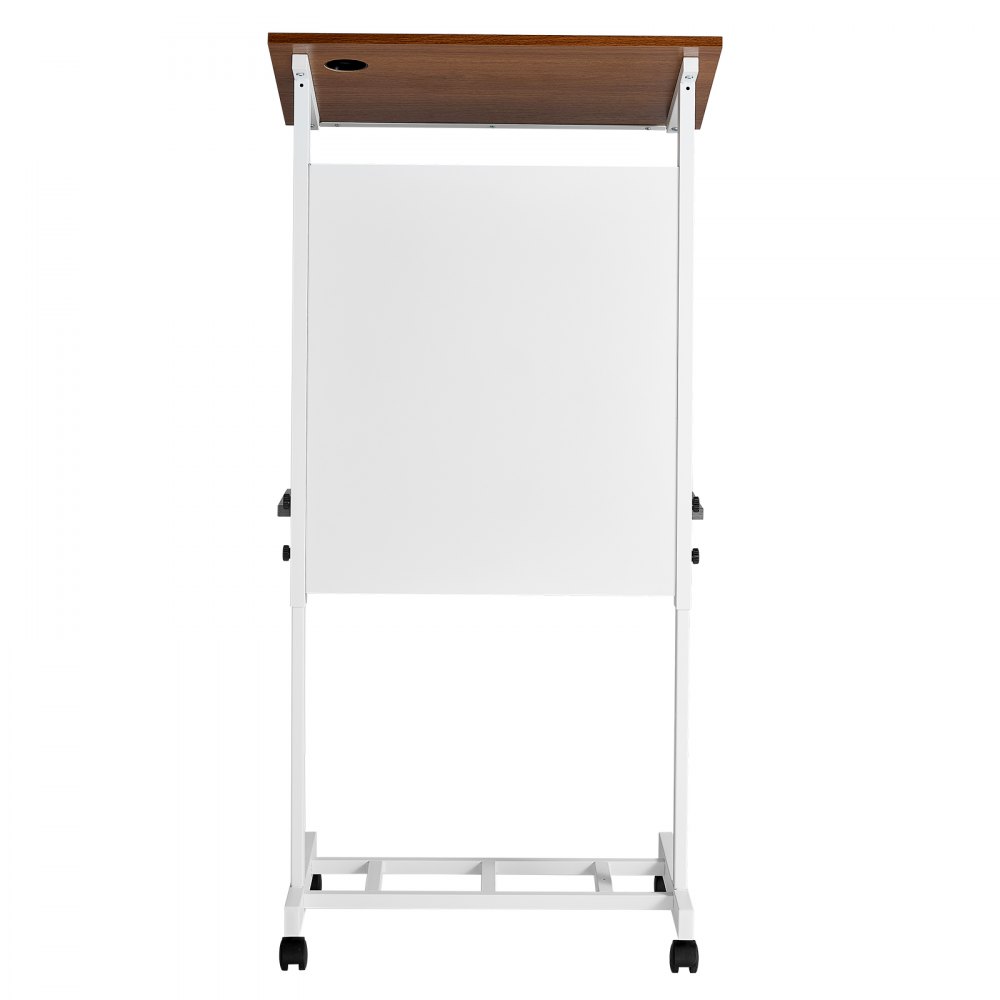 VEVOR Podium Stand, Adjustable Height Wooden Lectern Mobile Laptop Desk, for Schools, Churches and Events, 103-124 cm, Portable Presentation Lectern Stand with Storage Shelf, Book Stop and Cup Holder